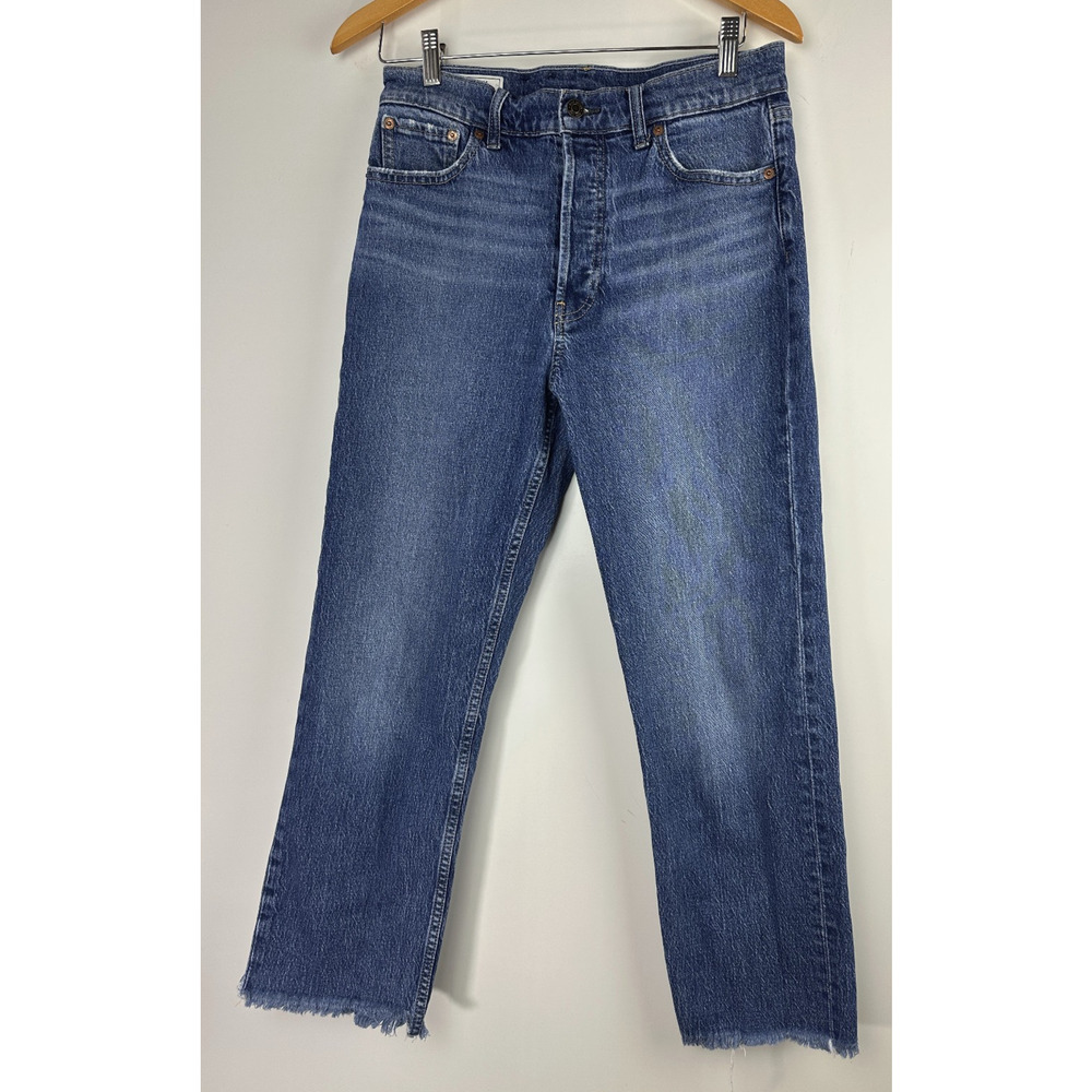 Gap Cheeky Straight High Rise Jeans Button Fly 29 8 R Dark Indigo Blue Denim - Picture 2 of 15